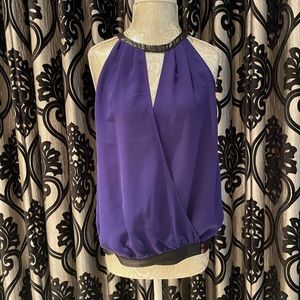 BEBE Purple Sheer Sexy Top Small